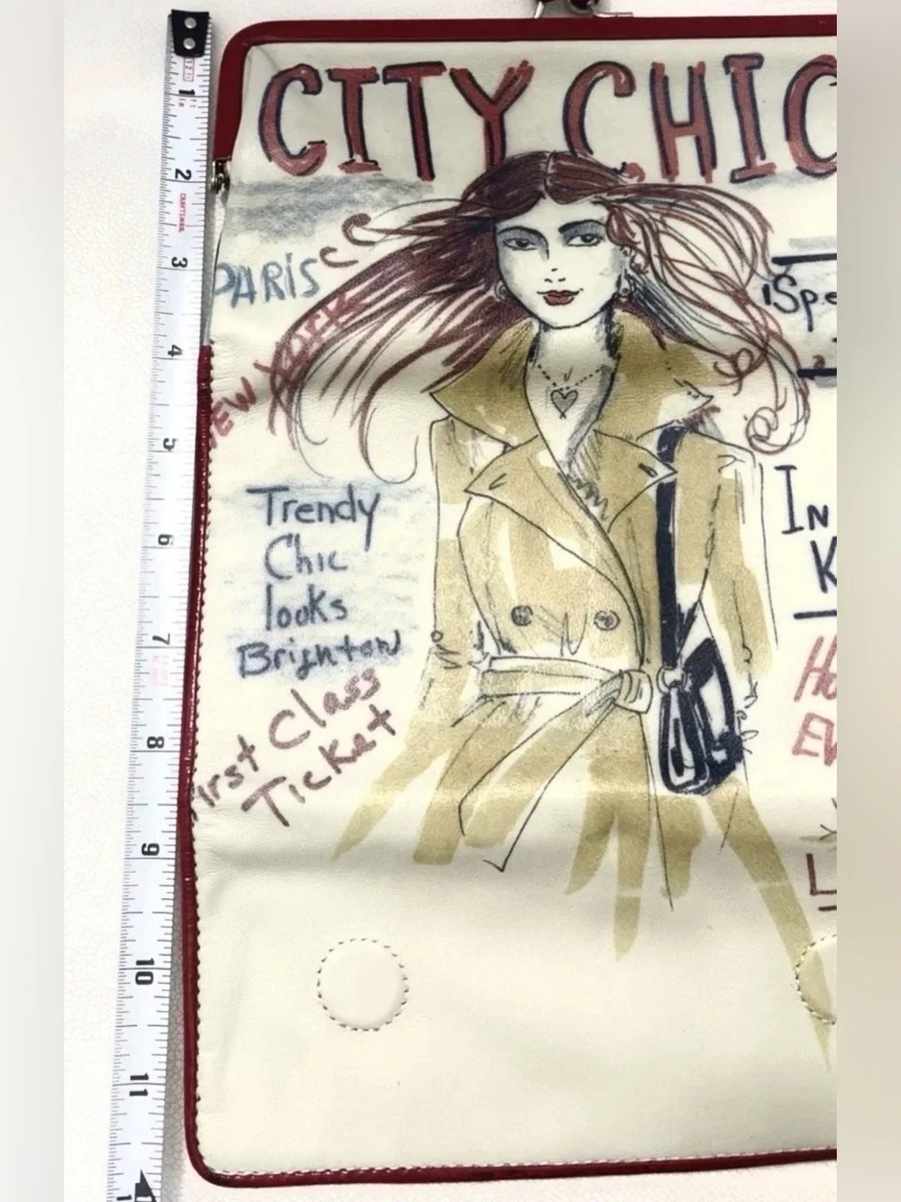 Vintage Brighton City Chic Graffiti Art Leather Trifold Fashionista KISS Wallet